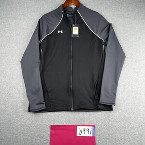 Under Armour Layer Up Full Zip Sweatshirt Women Medium Black Gray Pocket New